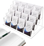 Clear Vertical Business Card Holder for Desk, Office Acrylic Business Card Display Holder Desktop Organizer Storage Cards Holders, Clear 4 Tiers 16 Pockets by Vevitts