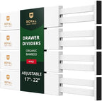 Bamboo Drawer Dividers Organizers, Adjustable Drawer Separator Splitters, 17–22 Inches Expandable Drawer Divider Organizer for Large Utensils, Kitchen, Bedroom, Dresser & Office Drawers 4-Pack, White by ROYALCRAFTWOOD