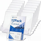 12 Pcs Acrylic Sign Holder Business Card Holder, 4 x 6 Inch, Side Insert by Crtiin