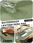 YSAGi 55" x 24" Large PU Leather Desk Mat for Keyboard and Mouse - Waterproof Non-Slip Desk Pad Protector for Office, Home, Writing Desk, Bamboo Green - Image 3