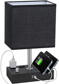 Black Table Lamp for Bedroom - Stepless Dimmable, USB C+A, 2 AC Outlets by KakanuoLightings
