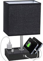 Black Table Lamp for Bedroom - Stepless Dimmable, USB C+A, 2 AC Outlets by KakanuoLightings