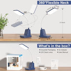 LED Desk Lamp with 10W Wireless Charging & Pen Holder, Navy Blue - Image 5