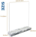 vrupin 2 Pack 8.5x11 Acrylic Sign Holder, Acrylic Frame Natural Marble Base, Clear Plastic Sign Holder Picture Photo Frames, Flyer Document Paper Display Stand for Office Desktop (white marble) - Image 2