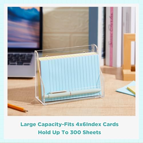 Dunzoom 4 Pack 4x6 Index Card Holder, 2-in-1 Desk & Wall Mounted Acrylic Index Card Display Stand, Includes Screws & Anchors, Clear Notecard Postcard Recipe Organizer for Office, Business, Classroom - Image 4