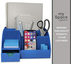 My Space Organizers Blue Desk Organizer, 9 Compartments, Office Supplies and Desk Accessories Organizer, Pen Holder Decor Desktop (Blue) - Image 6