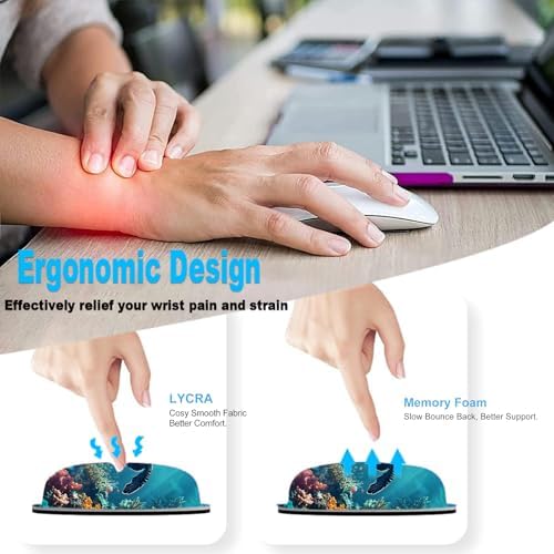 Keyboard Wrist Rest and Mouse Pad Set,31.5x11.8 Inches Desk Mat,Waterproof Non-Slip Ergonomic Wrist Support for Pain Relief,Extended Desk Protector for Office Home Gaming,Cute Turtle - Image 5