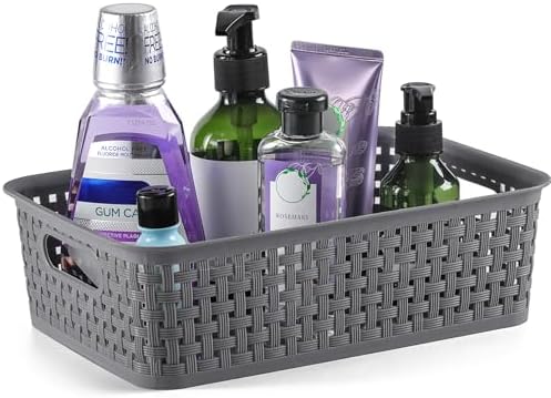 [ 12 Pack ] Plastic Storage Baskets - Small Pantry Organization and Storage Bins - Household Organizers for Laundry Room, Bathrooms, Bedrooms, Kitchens, Cabinets, Countertops, Under Sink or On Shelve - Image 2