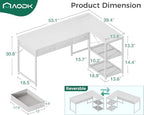 AODK 53 Inch L Shaped Computer Desk with Drawers, Corner Desk with Power Outlets & Reversible Storage Shelves, for Home Office Gaming, White - Image 2