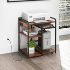 3-Tier Printer Stand with Storage Shelf and Power Outlet for Home Office - Image 5