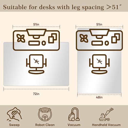 48"x72" Tempered Glass Office Chair Mat for Carpet & Hardwood Floor - Image 3