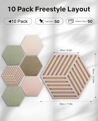 Hexagon Cork Bulletin Board Tiles, Felt Pin Board - Image 3