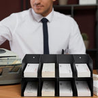 Gisafai Metal Check Sorter Organizer 8 Pocket, 2 Tier Black Iron Document Holder, 16 x 8 x 7.5 Inch, Wall Mountable, Heavy Duty Countertop Receipt Storage Rack for Bank, Office, Retail, Restaurant - Image 4