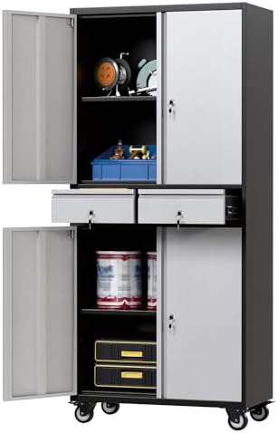 SUXXAN 71" Metal Garage Storage Cabinet with Pegboards,Drawers by SUXXANFurniture