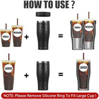 Universal Iced Coffee Sleeve - Upgraded Double Wall Reusable Stainless Steel Holder Sleeves Insulator for Cold Drinks Fits Starbucks Dunkin Donuts McDonalds Small Medium Large Cup (Black Leopard) - Image 2
