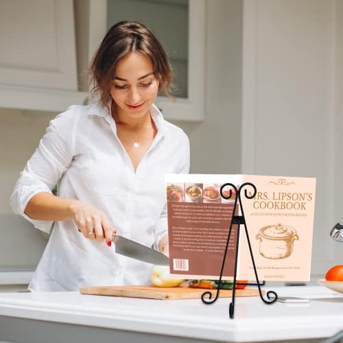 Cookbook Stand Book Holder Deluxe Book Holders for Reading Hands Free Heavy Duty Metal Recipe Book Holder Stable Book Display Stand Non-Scratch Feet Elegant Design - Image 3