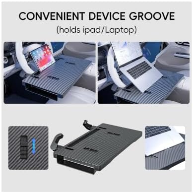 Steering Wheel Tray, Carbon Fiber 2-in-1 Car Tray & Seat Gap Filler, Car Desk, Car Laptop Desk, Car Desk for Laptop, Food Tray for Car, Steering Wheel Desk, Car Table, Universal Car Tray Organizer - Image 5