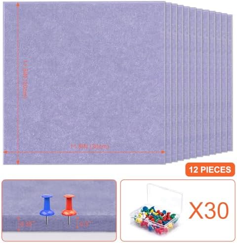 Cork Boards for Walls 48" x 36" Felt Board Alternative, 12 Pack Felt Wall Tiles Bulletin Board, Large Cork Board for Office Pin Board Tack Board Cork Boards - Image 2