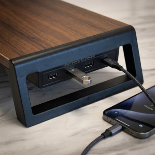 Zapuno Desk Organizer and Accessories, Computer Monitor Stand Riser with USB Hub , Laptop Stand - Image 4