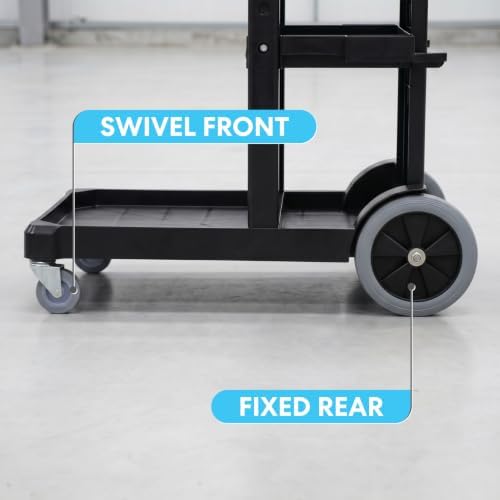 Simpli-Magic Janitorial Cart, 330 lbs Capacity – 3-Shelf Commercial Housekeeping Cleaning Cart on Wheels, 25 Gallon Bag with Lid – Stable, Smooth Movement - Image 5