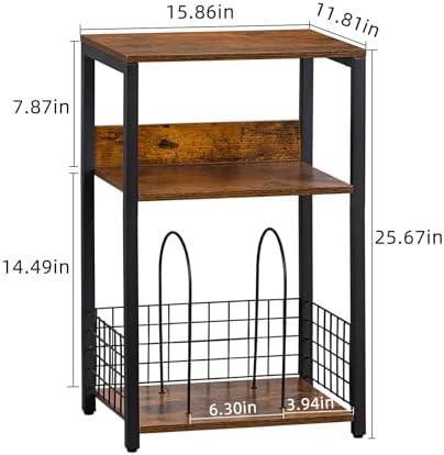 LELELINKY 3 Tier End Table,Record Player Stand with Storage Up to 100 Albums,Turntable Stand for Vinyl,Brown Records Shelf for Living Room Bedroom - Image 6