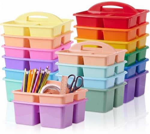 Kathfly 18 Pack Classroom Caddy Organizer with Handle Bulk, Mixed Color 2 by Kathfly