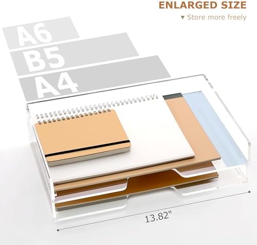 2 Pack-Stackable Paper Letter Tray Enlarged A4 File Desk Organizer Acrylic - Image 7