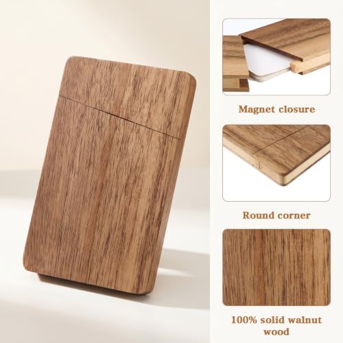 3-Pack Wood Business Card Holder, Walnut, for Desk or Pock - Image 4