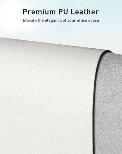 Aothia Faux Leather Desk Mat - Large Mouse Pad, Non-Slip PU Leather Blotter, Waterproof Writing Surface for Office and Home (Off-White, 63" x 17") - Image 2