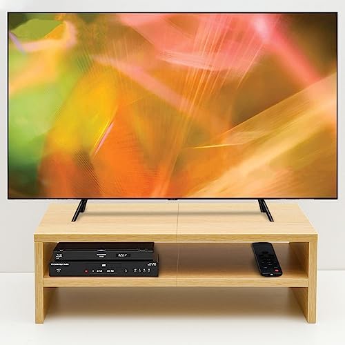 TEAMIX 20 inch Monitor Riser Stand - 2 Tiers, Wood Desktop Bookshelf, Maple - Image 4