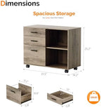 VINGLI 3 Drawer Wood Lateral File Cabinet with Adjustable Shelves & Locking Wheels, Printer Stand with Drawers for Letter Files, Sturdy File Cabinets for Home Office, Study & Business, Rustic Gray - Image 3