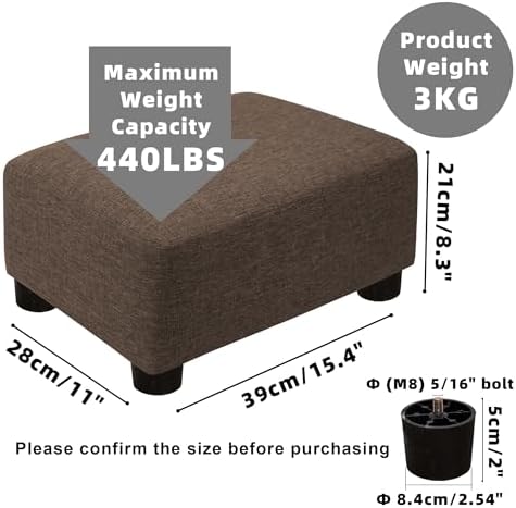 CAROLMADE Small Foot Stool Ottoman Footstool with Legs Under Desk Footrest for Living Room Bedroom and Office,Linen-Brown - Image 3
