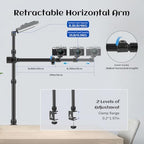 Ailight Camera Desk Mount Stand Overhead, Adjustable Microphone Boom Arm Mic Stand with Phone Holder, Camera Arm Clamp 5/8'' 3/8'' 1/4'' Screws for Shure, Blue Yeti, Rode, Elgato, Fifine, HyperX - Image 4
