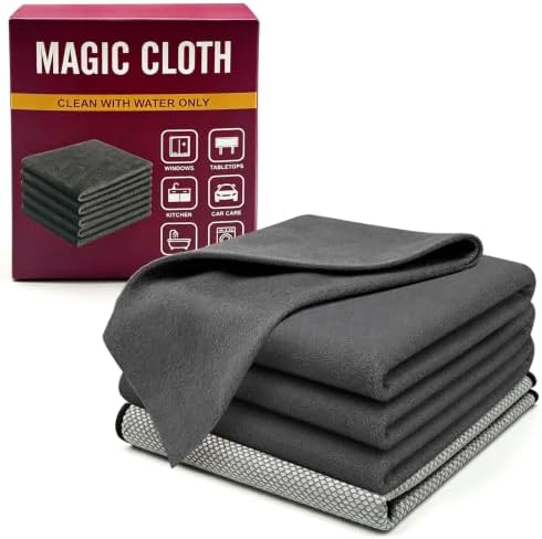 Genie Cloth Magic Cloth Genie Magic Cleaning Cloths 5-Pack, Reusable Microfiber Cleaning Cloth Without Fluff or Stripes Suitable for Windows,Mirrors, Stainless Steel, Kitchens, Cars, and Screens by Unknown
