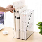 Magazine Holder, Clear Plastic Vertical File Magazine Organizer, Desktop File Magazine Book Storage Shelf for Office Desk (4PCS) - Image 3