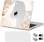 for New MacBook Air 13 inch Case 2026 M5 2025 M4 2024 M3 Chip– Aesthetic Lightweight Floral Design Clear Hard Shell 6-in-1 Bundle with TPU Keyboard Cover & 2X OTG Adapters, Abstract Flowers by Loyrina