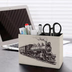 Pens Holder, Pencils Holder for Desk Organizer, Cartoon Train PU Leather Pencil Cups Desktop Stationery Storage Makeup Brush Holder Pens Organizer for Office Home - Image 5