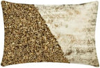The HomeCentric Decorative Gold 12"x26" (30x65 cm) Lumbar Pillow Cover, Silk Beaded, Sequins & Pearls Oblong Pillow, Abstract Pattern Modern Style - Elisium by TheHomeCentric