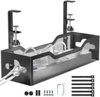 Under Desk Cable Management Tray No Drill, Metal Mesh Cable Management Under Desk with Clamp Mount, 2 Hole Cable Tray with Wire Management and Cord Organizer for Home Office Standing Desk (Pack of 15) by Litwaro