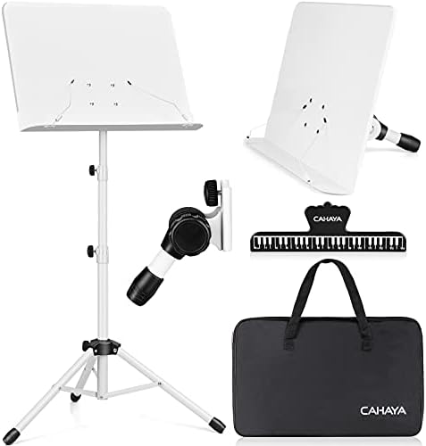 CAHAYA Sheet Music Stand Dual-use Convert to Desktop Stand Adjustable White by CAHAYA