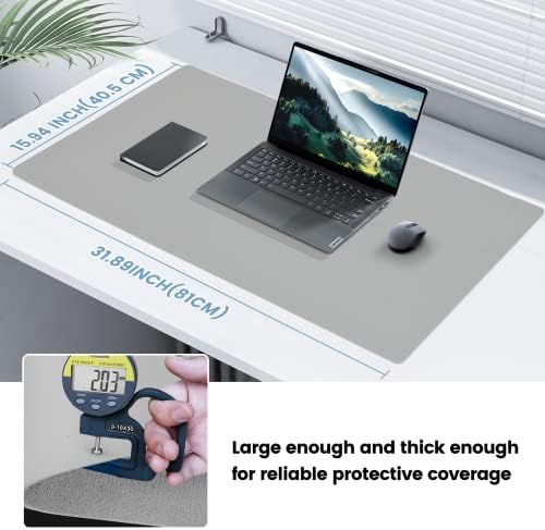Desk Mat Wireless Charging Mouse Pad Large 32x16 Journey Desk Pad Mat with Wireless Charger Waterproof Grey Leather Computer Mat with Phone Charger Mousepad Non-Slip for Keyboard and Mouse - Image 6