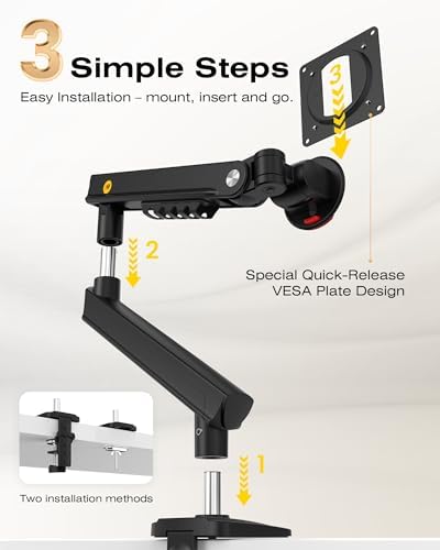 NB SmooVex™ Monitor Mount, Monitor Stand fits up to 32 Inch, Mechanical Spring Mount, VESA 75/100 mm, Model-A5(Black) - Image 5