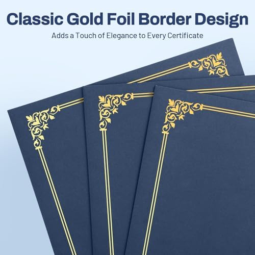SUNEE Certificate Holders(Navy Blue, 30 Packs), Diploma Covers Gold Foil Border, for Letter Size 8.5x11 Certificates, Cardstock, Document Papers - Image 2