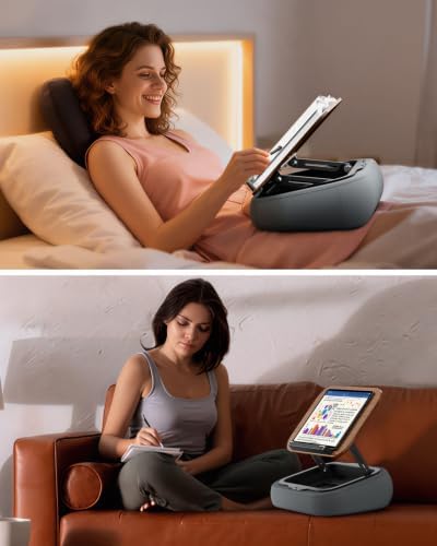 SupeDesk Lap Beanbag Book Stand with Storage, Adjustable Reading Pillow for Bed & Desk, Multi-Angle Book Stand Pillow Holder, Hands-Free Lap Reading Stand for Book,iPad, Tablet - Image 2