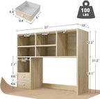 REIBII Desktop Bookshelf, 8 Shelves Desk Hutch for Dorm Room, Natural - Image 2