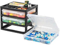 IRIS USA Desk Organizer |Made in USA| 3-Tier Cases - Black/Clear by IRISUSA