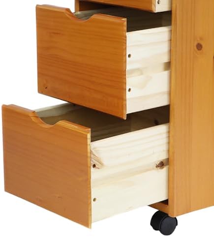Jela-USA Solid Pine Wood 8 Drawer Rolling Cart, Honey Pine - Image 7