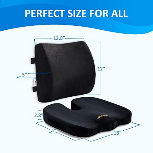SAIREIDER Seat Cushion and Lumbar Support Pillow for Office Chair, Memory Foam Car Seat Cushions Back Support Pillows, Help Relieve Pain of Back, Lumbar, Tailbone and Sciatic Nerve（Black） - Image 6