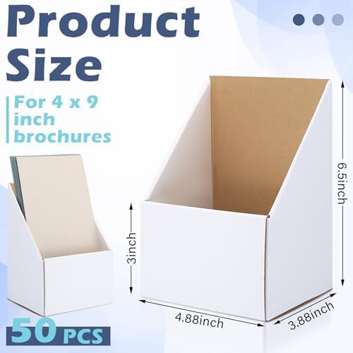 50 Pcs Brochure Holders 4 X 9, White Cardboard Displays - Image 2