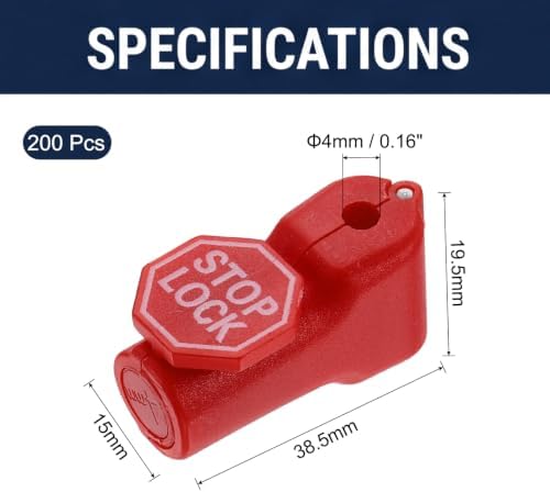 DTGN 200Pcs 4mm Magnetic Peg Hook Locks ABS Plastic, Red - Image 2